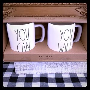 Rae Dunn  set of 2 coffee mugs You can/You Will